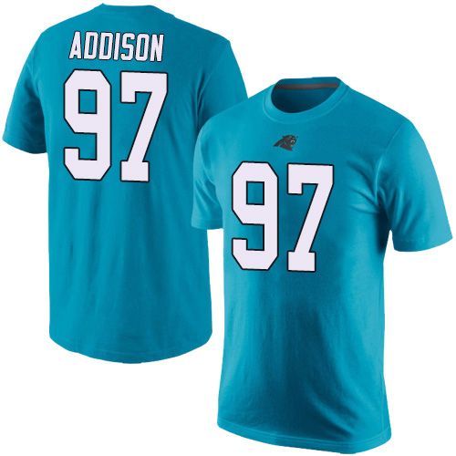 Carolina Panthers Men Blue Mario Addison Rush Pride Name and Number NFL Football #97 T Shirt->women nfl jersey->Women Jersey